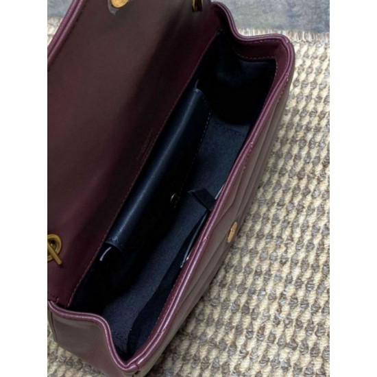 Replica di lusso Borsa piccola YSL Saint Laurent Loulou trapuntata Borgogna Imitazioni Cloni Borsa piccola YSL Saint Laurent Loulou trapuntata Borgogna firmate