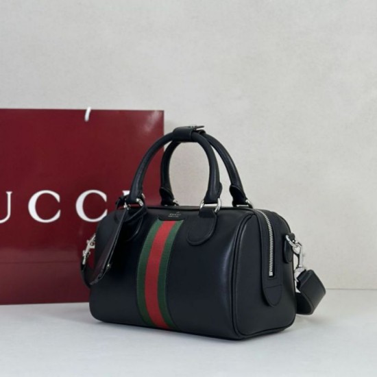 Replica di lusso Borsa da viaggio piccola Gucci Web Trademark 866980 nera Imitazioni Cloni Borsa da viaggio piccola Gucci Web Trademark 866980 nera firmate