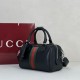 Replica di lusso Borsa da viaggio piccola Gucci Web Trademark 866980 nera Imitazioni Cloni Borsa da viaggio piccola Gucci Web Trademark 866980 nera firmate