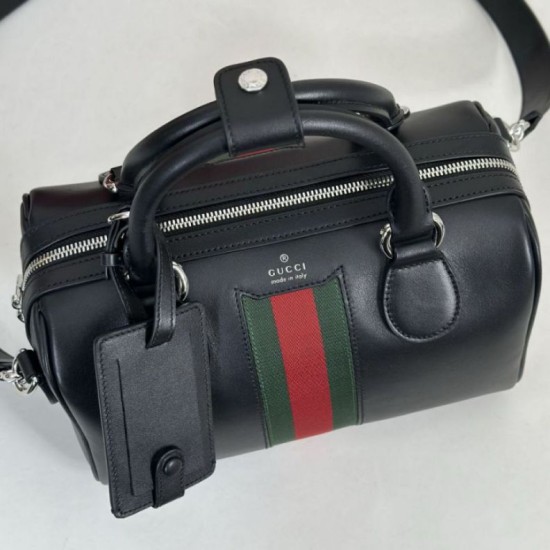 Replica di lusso Borsa da viaggio piccola Gucci Web Trademark 866980 nera Imitazioni Cloni Borsa da viaggio piccola Gucci Web Trademark 866980 nera firmate