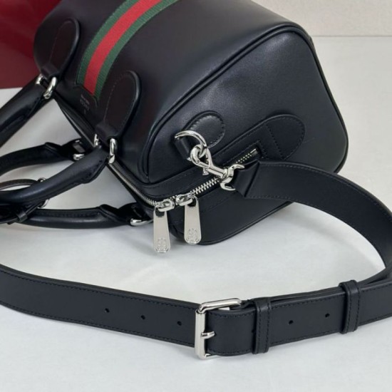 Replica di lusso Borsa da viaggio piccola Gucci Web Trademark 866980 nera Imitazioni Cloni Borsa da viaggio piccola Gucci Web Trademark 866980 nera firmate