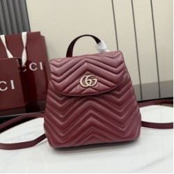 Cloni Zaino Gucci Mini GG Marmont matelassé a chevron Borgogna firmate
