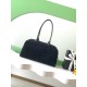 Replica di lusso Borsa 1:1 Chanel 26S Maxi Bowling AS6211 scamosciata di vitello blu scuro Imitazioni Cloni Borsa Replica Chanel 26S Maxi Bowling AS6211 scamosciata di vitello blu scuro firmate