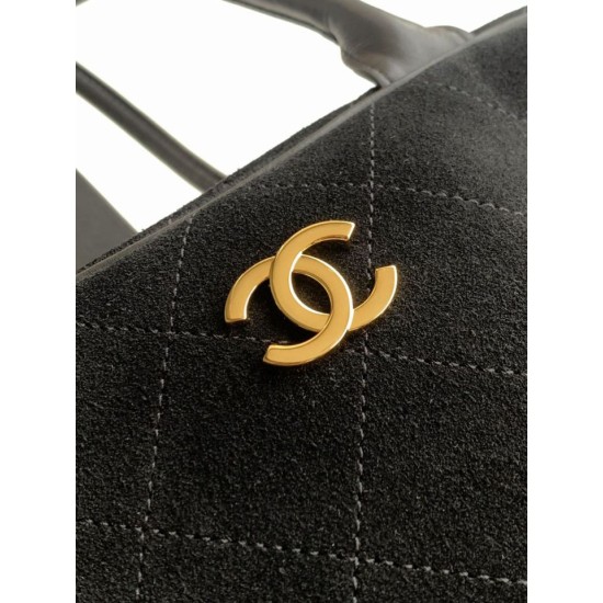 Replica di lusso Borsa 1:1 Chanel 26S Maxi Bowling AS6211 scamosciata di vitello blu scuro Imitazioni Cloni Borsa Replica Chanel 26S Maxi Bowling AS6211 scamosciata di vitello blu scuro firmate