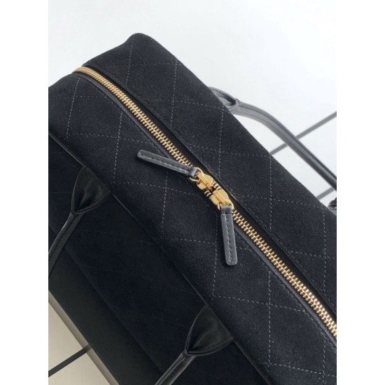 Replica di lusso Borsa 1:1 Chanel 26S Maxi Bowling AS6211 scamosciata di vitello blu scuro Imitazioni Cloni Borsa Replica Chanel 26S Maxi Bowling AS6211 scamosciata di vitello blu scuro firmate
