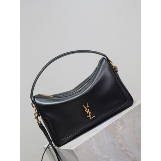 Replica di lusso Borsa a mano morbida YSL Saint Laurent Camera nera Imitazioni Cloni Borsa a mano morbida YSL Saint Laurent Camera nera firmate