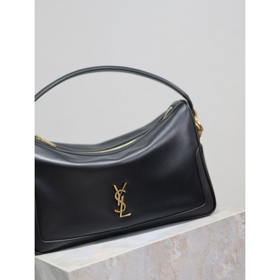 Replica di lusso Borsa a mano morbida YSL Saint Laurent Camera nera Imitazioni Cloni Borsa a mano morbida YSL Saint Laurent Camera nera firmate