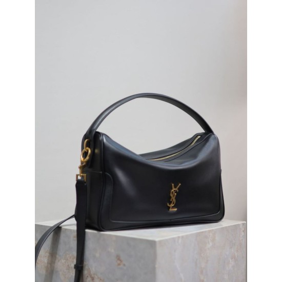 Replica di lusso Borsa a mano morbida YSL Saint Laurent Camera nera Imitazioni Cloni Borsa a mano morbida YSL Saint Laurent Camera nera firmate