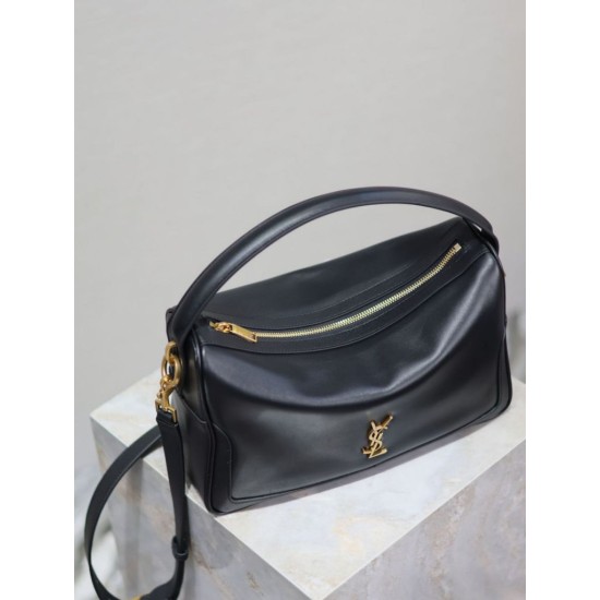 Replica di lusso Borsa a mano morbida YSL Saint Laurent Camera nera Imitazioni Cloni Borsa a mano morbida YSL Saint Laurent Camera nera firmate