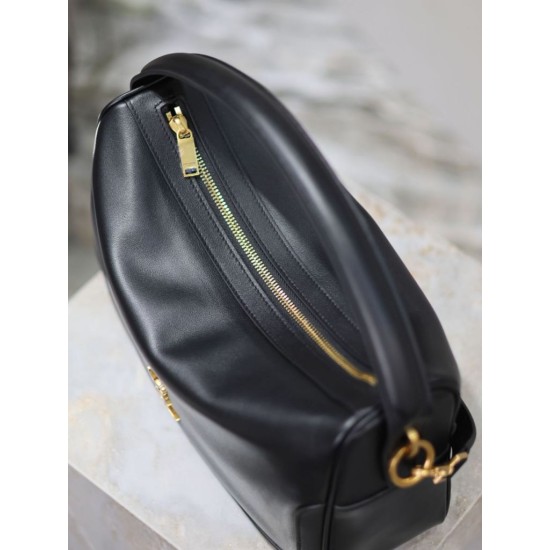 Replica di lusso Borsa a mano morbida YSL Saint Laurent Camera nera Imitazioni Cloni Borsa a mano morbida YSL Saint Laurent Camera nera firmate
