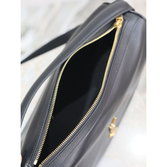 Replica di lusso Borsa a mano morbida YSL Saint Laurent Camera nera Imitazioni Cloni Borsa a mano morbida YSL Saint Laurent Camera nera firmate