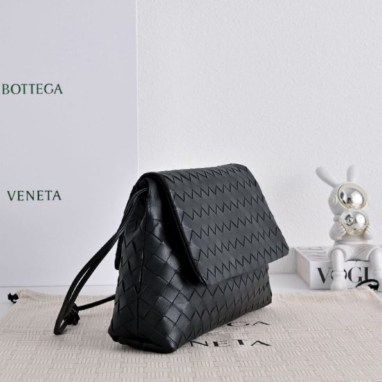 Replica di lusso Borsa a tracolla Bottega Veneta Giorno Intrecciato nera Imitazioni Cloni Borsa a tracolla Bottega Veneta Giorno Intrecciato nera firmate