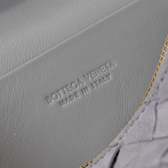 Replica di lusso Borse Beauty case Bottega Veneta trucco scamosciata Grigio Imitazioni Cloni Borse Beauty case Bottega Veneta trucco scamosciata Grigio firmate