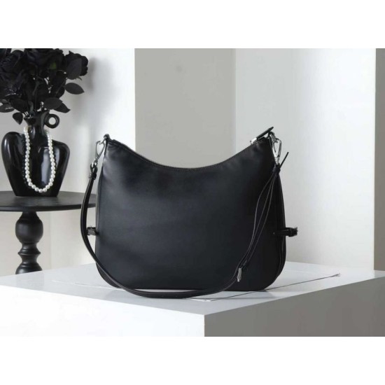 Replica di lusso Borsa a tracolla grande Prada Fold 1BC288 Nera/Marrone Imitazioni Cloni Borsa a tracolla grande Prada Fold 1BC288 Nera/Marrone firmate