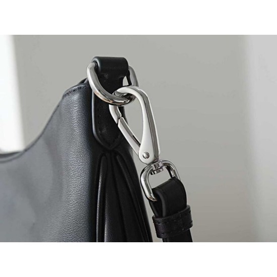 Replica di lusso Borsa a tracolla grande Prada Fold 1BC288 Nera/Marrone Imitazioni Cloni Borsa a tracolla grande Prada Fold 1BC288 Nera/Marrone firmate