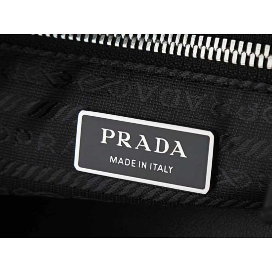 Replica di lusso Borsa a tracolla grande Prada Fold 1BC288 Nera/Marrone Imitazioni Cloni Borsa a tracolla grande Prada Fold 1BC288 Nera/Marrone firmate