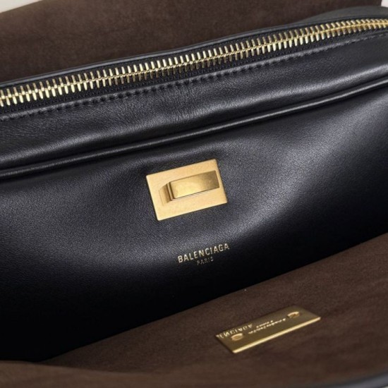 Replica di lusso Borsa a tracolla media Balenciaga Le 7 Nero Imitazioni Cloni Borsa a tracolla media Balenciaga Le 7 Nero firmate