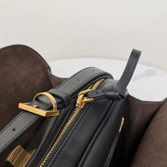 Replica di lusso Borsa a tracolla media Balenciaga Le 7 Nero Imitazioni Cloni Borsa a tracolla media Balenciaga Le 7 Nero firmate