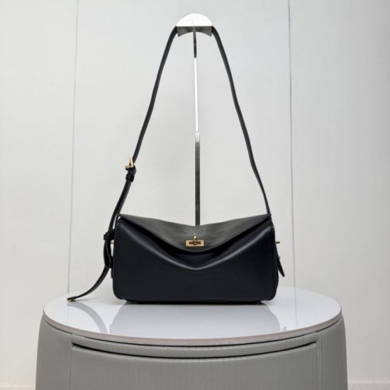Replica di lusso Borsa a tracolla media Balenciaga Le 7 Nero Imitazioni Cloni Borsa a tracolla media Balenciaga Le 7 Nero firmate