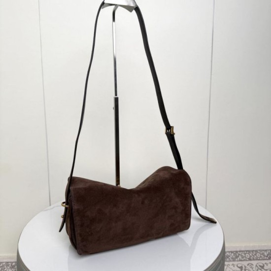 Replica di lusso Borsa a tracolla Balenciaga Le 7 scamosciata Marrone Imitazioni Cloni Borsa a tracolla Balenciaga Le 7 scamosciata Marrone firmate