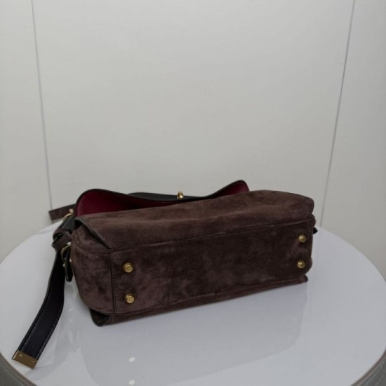 Replica di lusso Borsa a tracolla Balenciaga Le 7 scamosciata Marrone Imitazioni Cloni Borsa a tracolla Balenciaga Le 7 scamosciata Marrone firmate