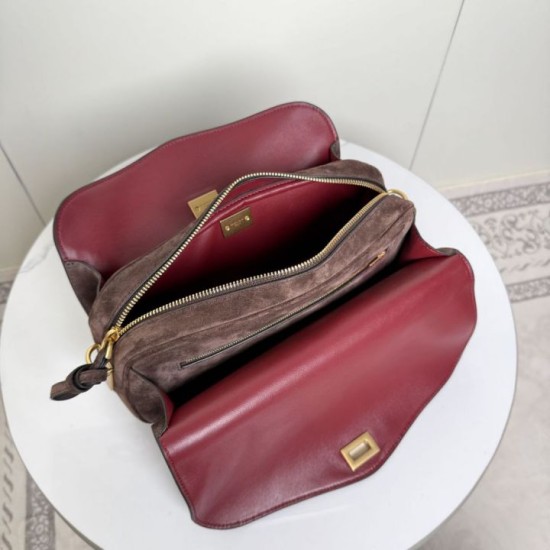 Replica di lusso Borsa a tracolla Balenciaga Le 7 scamosciata Marrone Imitazioni Cloni Borsa a tracolla Balenciaga Le 7 scamosciata Marrone firmate