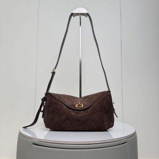 Replica di lusso Borsa a tracolla Balenciaga Le 7 scamosciata Marrone Imitazioni Cloni Borsa a tracolla Balenciaga Le 7 scamosciata Marrone firmate