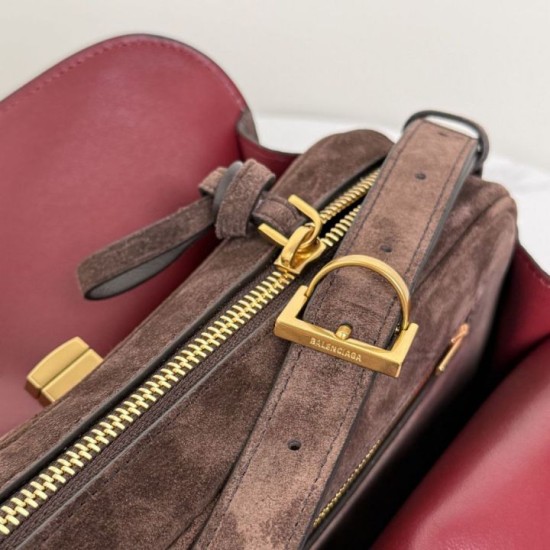 Replica di lusso Borsa a tracolla Balenciaga Le 7 scamosciata Marrone Imitazioni Cloni Borsa a tracolla Balenciaga Le 7 scamosciata Marrone firmate
