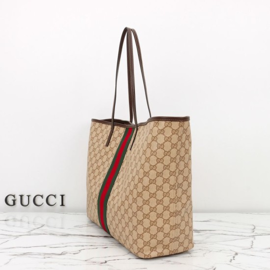 Cloni Borse Replica tote grande Gucci 874745 Tribeca Tela rivestita GG marrone firmate