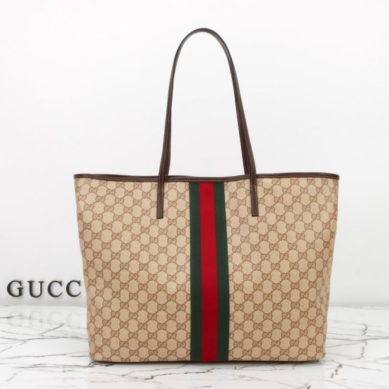 Cloni Borse Replica tote grande Gucci 874745 Tribeca Tela rivestita GG marrone firmate