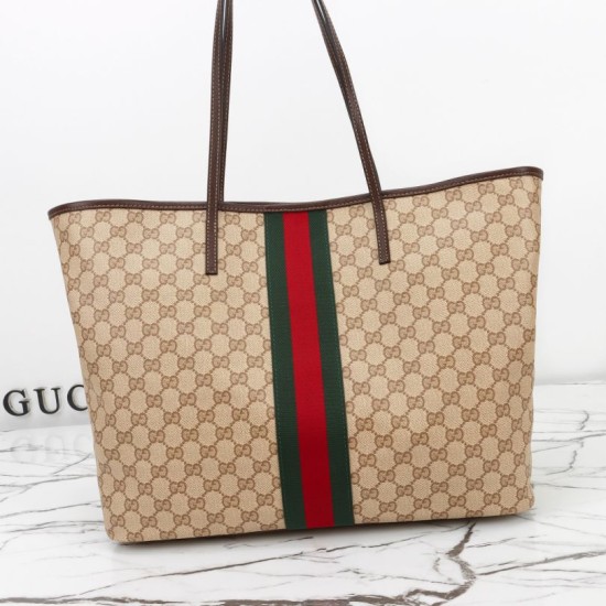 Cloni Borse Replica tote grande Gucci 874745 Tribeca Tela rivestita GG marrone firmate