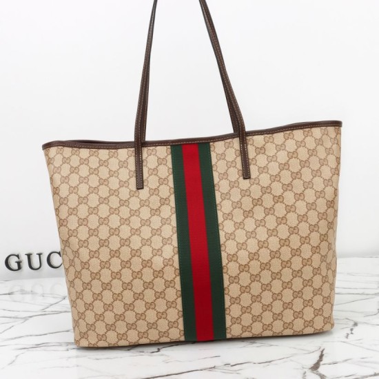 Cloni Borse Replica tote grande Gucci 874745 Tribeca Tela rivestita GG marrone firmate