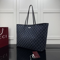 Replica di lusso Borse tote grande Gucci 874745 Tribeca Tela blu scuro Imitazioni Replica Borse tote grande Gucci 874745 Tribeca Tela blu scuro firmate