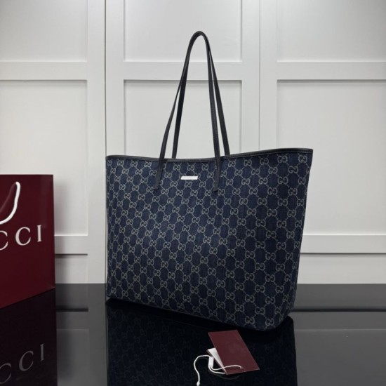 Replica di lusso Borse tote grande Gucci 874745 Tribeca Tela blu scuro Imitazioni Replica Borse tote grande Gucci 874745 Tribeca Tela blu scuro firmate