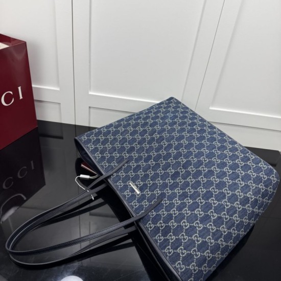 Replica di lusso Borse tote grande Gucci 874745 Tribeca Tela blu scuro Imitazioni Replica Borse tote grande Gucci 874745 Tribeca Tela blu scuro firmate