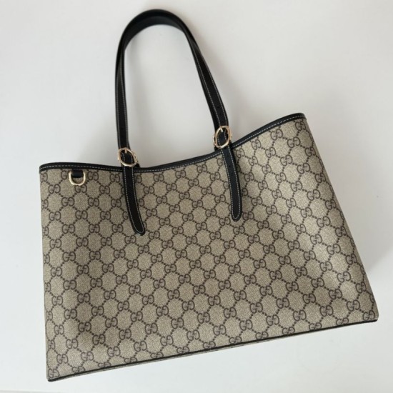 Replica di lusso Borsa tote grande Gucci 815213 emblema GG e manici superiori Nero Imitazioni Imitazioni Cloni Borsa tote grande Gucci 815213 emblema GG e manici superiori Nero Imitazioni firmate