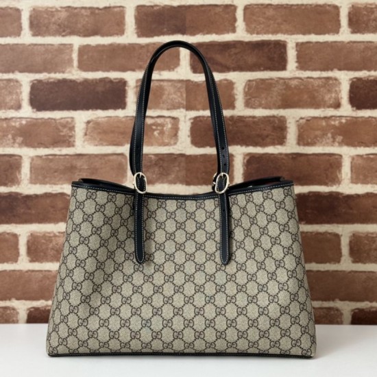 Replica di lusso Borsa tote grande Gucci 815213 emblema GG e manici superiori Nero Imitazioni Imitazioni Cloni Borsa tote grande Gucci 815213 emblema GG e manici superiori Nero Imitazioni firmate