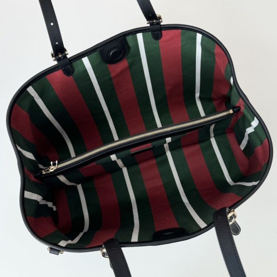 Replica di lusso Borsa tote grande Gucci 815213 emblema GG e manici superiori Nero Imitazioni Imitazioni Cloni Borsa tote grande Gucci 815213 emblema GG e manici superiori Nero Imitazioni firmate
