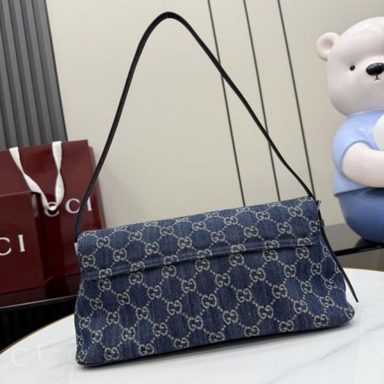 Replica di lusso Borse a tracolla media Gucci 874744 Madison Denim GG blu scuro Imitazioni Cloni Borse Replica a tracolla media Gucci 874744 Madison Denim GG blu scuro firmate