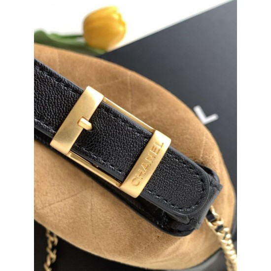 Replica di lusso Pochette Chanel AP5187 Mini Coco Base con catena in camoscio marrone Imitazioni Cloni Pochette Chanel AP5187 Mini Coco Base con catena in camoscio marrone firmate