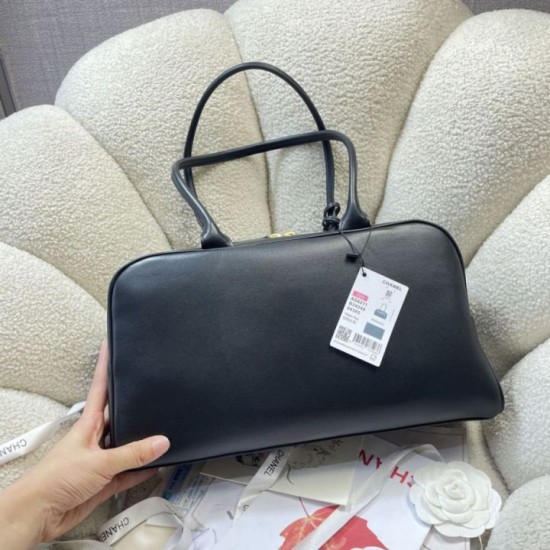 Replica di lusso Borsa da bowling grande Chanel AS6211 nera e oro Imitazioni Cloni Borsa da bowling grande Chanel AS6211 nera e oro firmate