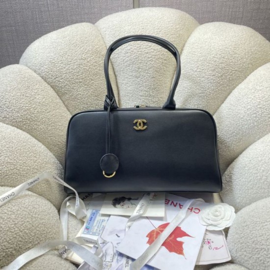 Replica di lusso Borsa da bowling grande Chanel AS6211 nera e oro Imitazioni Cloni Borsa da bowling grande Chanel AS6211 nera e oro firmate