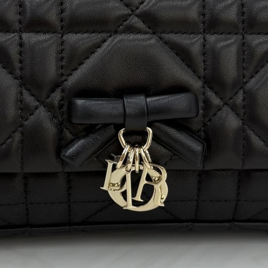 Replica di lusso Borse Dior My Tender Dior Top Handle Mini Chain Bag nera Imitazioni Cloni Borse Replica Dior My Tender Dior Top Handle Mini Chain Bag nera firmate