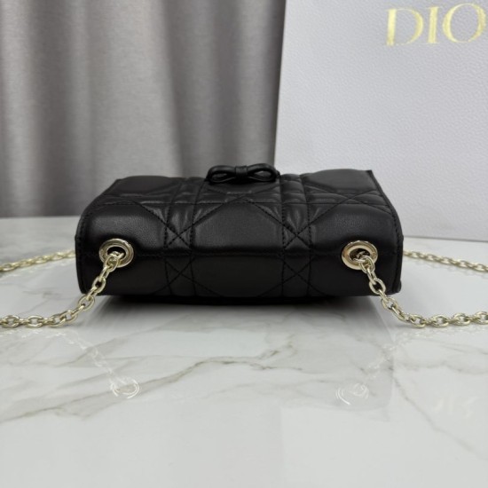 Replica di lusso Borse Dior My Tender Dior Top Handle Mini Chain Bag nera Imitazioni Cloni Borse Replica Dior My Tender Dior Top Handle Mini Chain Bag nera firmate