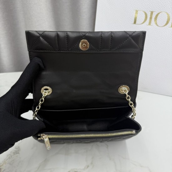 Replica di lusso Borse Dior My Tender Dior Top Handle Mini Chain Bag nera Imitazioni Cloni Borse Replica Dior My Tender Dior Top Handle Mini Chain Bag nera firmate