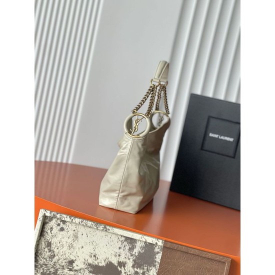 Replica di lusso Borsa a tracolla YSL Saint Laurent Hortense beige cerata Imitazioni Cloni Borsa a tracolla YSL Saint Laurent Hortense beige cerata firmate