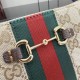 Cloni Borsa Replica a tracolla piccola Gucci 867130 Horsebit Web Tela GG marrone firmate
