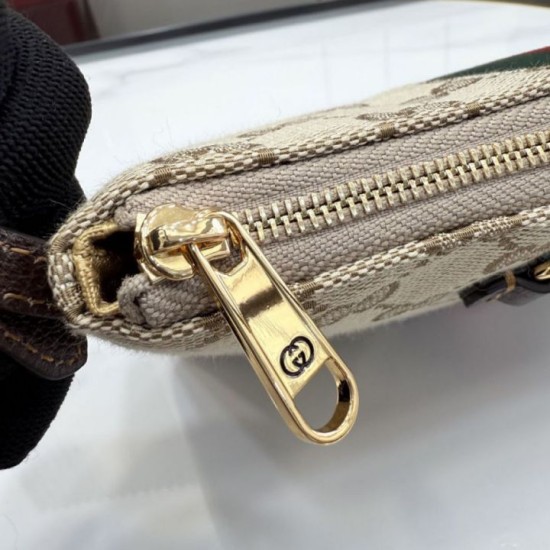 Cloni Borsa Replica a tracolla piccola Gucci 867130 Horsebit Web Tela GG marrone firmate