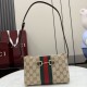 Cloni Borsa Replica a tracolla piccola Gucci 867130 Horsebit Web Tela GG marrone firmate