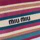 Replica di lusso Borsa tote a righe rafia Miu Miu 5BG228 lavorata all'uncinetto Imitazioni Cloni Borsa tote a righe rafia Miu Miu 5BG228 lavorata all'uncinetto firmate